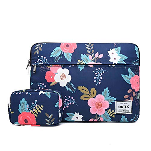 Laptop Sleeve Bag Case Cover for MacBook Pro 16 inch and 15 inch-15.6 inch HP Microsoft Surface Dell Samsung Toshiba Lenovo Acer Chromebook Notebook Computer - color: Navy Flower, size: 15 inch-15.6 inch