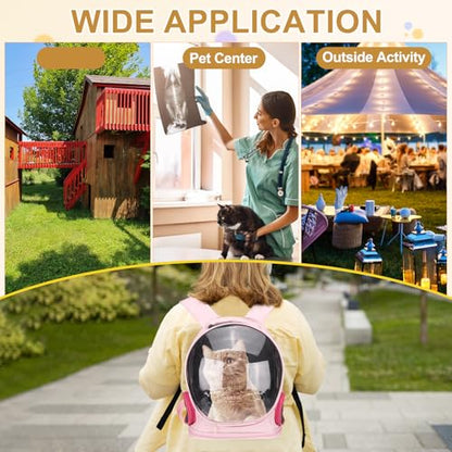 Pet Backpack Carrier, Portable and Ventilated, Oxford Cloth, Dog Cat Travel Bag with Transparent Cover 12.99", (Beige, 1 Pcs), Intended for Hiking/Camping/Traveling - color: Beige
