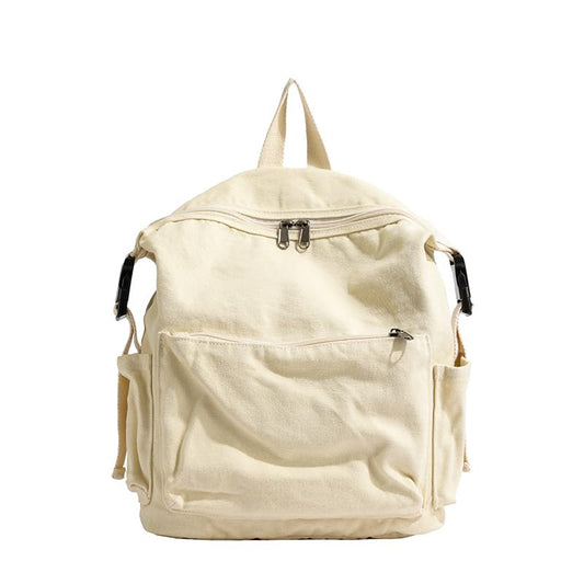 MaxxCloud Canvas Backpack-Adjustable Shoulder Straps,Unisex Mini Laptop Backpack for Work&Travel,Casual Daypack (White) - color: White