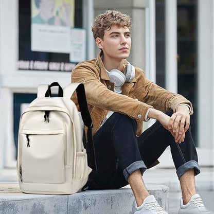 GAEKEAO Classical Basic Travel Backpack for Women Men,Casual Lightweight Bookbag Cute Daypack for College Work Everyday Beige - color: B02 Beige