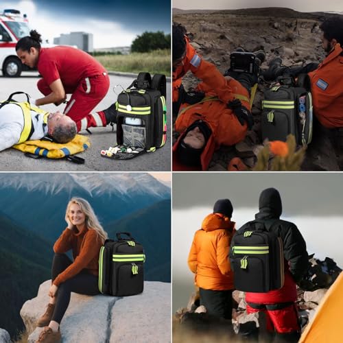 Gatycallaty First Aid Backpack - Medical Evacuation Bag - Red Emergency Lifeguard Bag for Ems Emt First Responders (Black) - color: Black