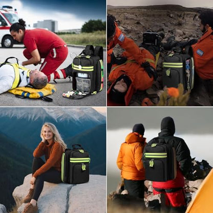 Gatycallaty First Aid Backpack - Medical Evacuation Bag - Red Emergency Lifeguard Bag for Ems Emt First Responders (Black) - color: Black