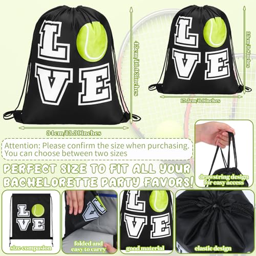 Pinkunn 20 Pcs Tennis Party Favor Bag 17 Inch Tennis Backpack Sport Drawstring Bag for Team Group Teacher Gift, Black(17 Inch,Black)