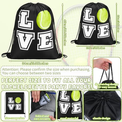 Pinkunn 20 Pcs Tennis Party Favor Bag 17 Inch Tennis Backpack Sport Drawstring Bag for Team Group Teacher Gift, Black(17 Inch,Black)
