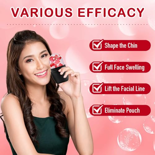 XHJRI Ice Face Roller Massager,Ice Cube Roller for Face, Eyes and Neck Naturally Conditioning and Skin Care,De-Puff Eye Bags,Reduce Migraine Pain,Reusable Massage Silicone Ice Mold (New Black) - color: New Black