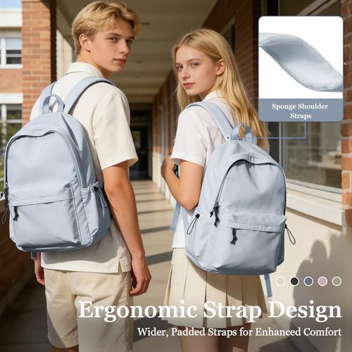 Simple School Backpack For Girls Boys,Waterproof Bookbag For Women Men,College Student School Bag,Lightweight Travel Rucksack Casual Daypack,Laptop Backpacks(Blue) - color: A2-blue