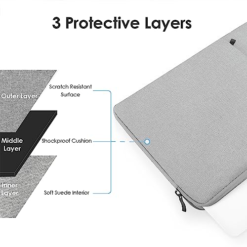 ProElife 15-Inch Laptop Sleeve Case for 2025-2023 MacBook Air 15 inch with M4 M3 M2 Accessory Traveling Carrying Case Water-Resistant Bag Cover for MacBook Air 15'' 2025 2024 2023 M4 M3 M2 (Gray) - color: Gray