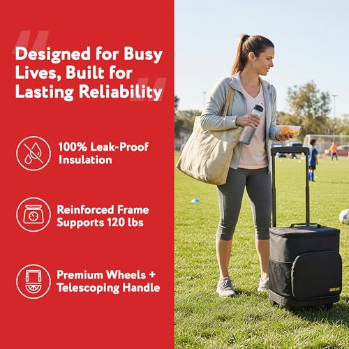 Ultra Compact Cooler Smart Cart with Wheels - Collapsible Insulated Cooler Bag - Foldable Travel Cooler 36 Cans - Leak Proof Trolley - Black - color: Black