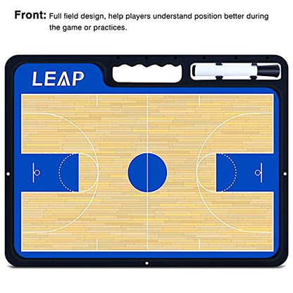 LEAP Coach Board Premium Tactical Clipboard Two Sides with Full & Half Court Dry Erase Marker Board for Basketball, Baseball, Soccer, Football, Hockey - color: Basketball Board
