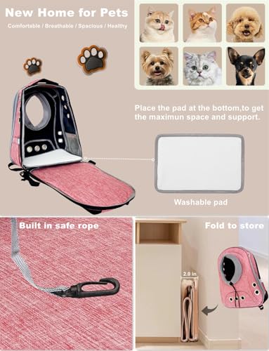 Small Dog Cat Chest Backpack Carrier,Large Space Ventilated Front Facing Backpack Carrier for Puppy,Lightweight Doggy Backpack for Hiking,Camping,Travel,Outdoor,Max 12 lbs(Pink) - color: Pink