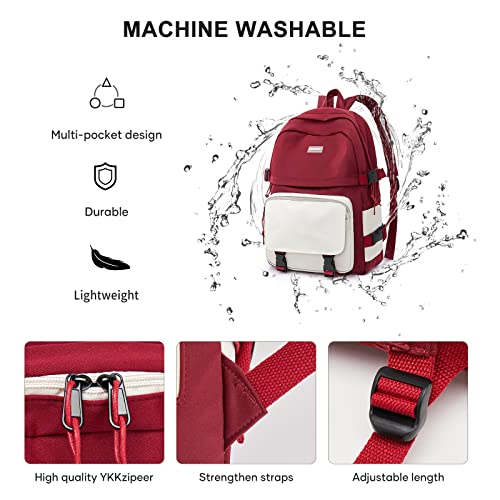 weradar Middle School Backpack For Teen Girls,Cute College Backpack For Women Men,Waterproof Travel Rucksack Casual Daypack,High School Bookbags Boy,Kawaii Students Bag(Red) - color: A2-red