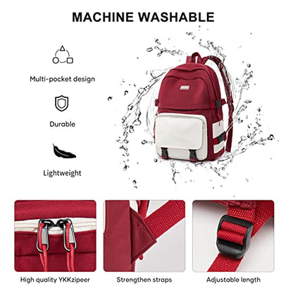 weradar Middle School Backpack For Teen Girls,Cute College Backpack For Women Men,Waterproof Travel Rucksack Casual Daypack,High School Bookbags Boy,Kawaii Students Bag(Red) - color: A2-red
