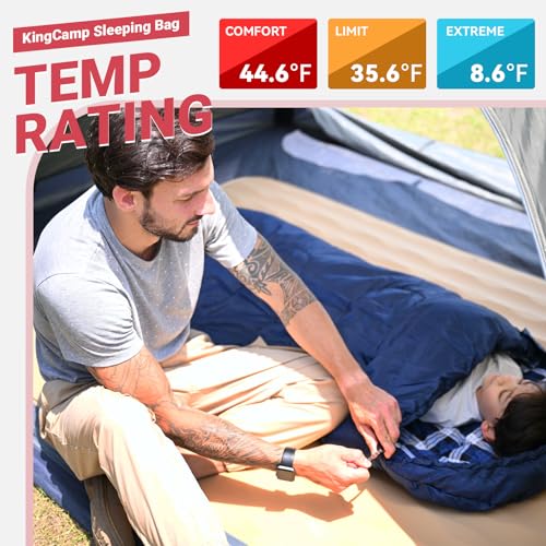 KingCamp 45°F Kids Sleeping Bag, Lightweight Waterproof & Compact Flannel Sleeping Bags Cold Weather & Warm Youth Essentials Gear Accessories for Camping, Fits 10-12 Children up to 4'7"-5'5" Tall - color: 8.6°F ~44.6°F Red Right
