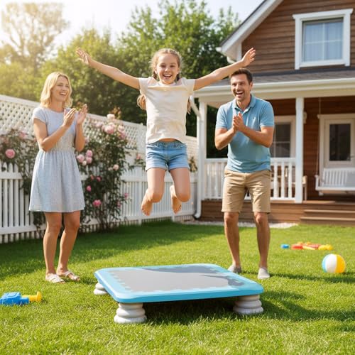 Mini Trampoline for Kids, Rebounder Bouncing Board with Non-Slip Base, Sensory Balance & Bounce Jumping Toy, Gift for 3-12 Boys & Girls Max Load 200 lbs - color: Light Blue