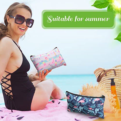 Reginary 20 Pcs Makeup Bags Gifts for Women Canvas Cosmetic Bags with Zipper Bulk Gift for Women Travel Purse Organizer Pouch Accessory, Toiletry Large Capacity, 7 x 4.3 Inch(Summer) - style: Summer