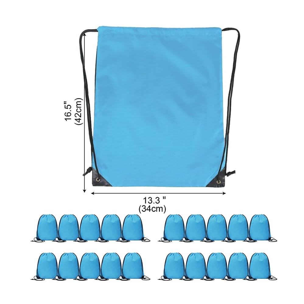 Drawstring Backpack Bulk 20 Pcs Draw String Backpack Bags DIY Gym Sports Traveling Yoga Cinch Bag Sackpack Drawstring (Sky Blue light blue) - color: Sky Blue