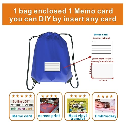 Drawstring Backpack Bulk 20 Pcs Draw String Bags DIY Gym Sports Traveling Yoga Cinch Bag Sackpack Drawstring Memo Card (RoyalBlue bluenoya) - color: Royalblue