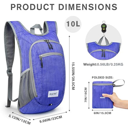 G4Free 10L/15L Hiking Backpack Lightweight Packable Hiking Daypack Small Travel Outdoor Foldable Shoulder Bag - color: Blue, size: 10L