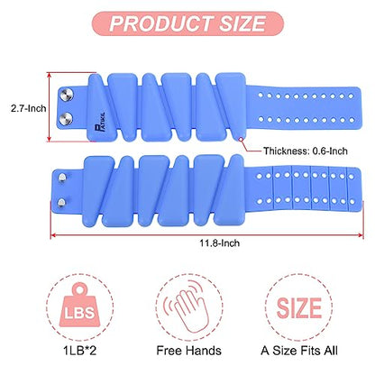 PATIKIL Adjustable Wrist Weights Set of 2, 2Lbs Total (1lb Each) Silicone Ankle Walking Weights for Women Men Bracelets for Training Yoga Jogging Aerobics - color: Blue