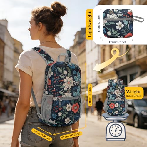 ZOMAKE Ultra Lightweight Hiking Backpack 20L, Packable Small Backpacks Water Resistant Daypack for Women Men(Royal Blue, Floral Print) - color: Royal Blue, Floral Print