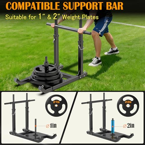 GanFindX Weight Sled, Workout Sled, Fitness Strength Training Sled for Athletic Exercise and Speed Improvement, Suitable for 1" and 2" Weight Plates - color: H-Bar Black