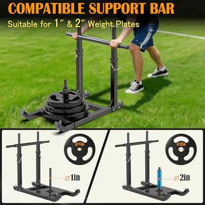 GanFindX Weight Sled, Workout Sled, Fitness Strength Training Sled for Athletic Exercise and Speed Improvement, Suitable for 1" and 2" Weight Plates - color: H-Bar Black