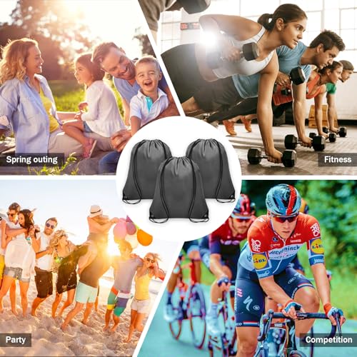 Grneric 50Pcs Drawstring Backpack Bulk Cinch Bag, Drawstring Bags Polyester for Gym Sports Beach Party Trip (Grey) - color: Grey