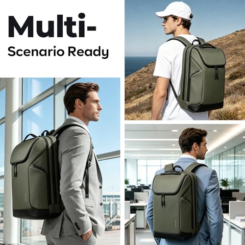 BANGE Laptop backpack with 15.6 inch laptop compartment fit for overnight and commute for men and women (Green) - color: Green