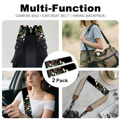 2Pcs Wildflowers Soft Auto Seat Belt Cover Pads, Flower Plant Car Seatbelt Shoulder Cushion for Comfortable Driving, Compatible with All Cars' Seatbelt and Backpack Straps 11x2.4inch - color: Wildflowers
