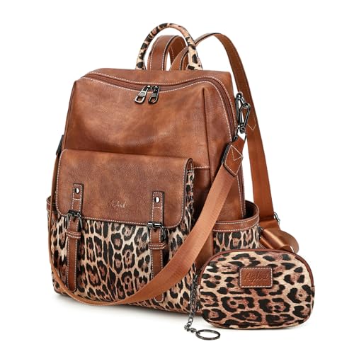 AGLOD Backpack Purse for Women PU Leather Back Packs Designer Ladies Shoulder Bag Fashion Faux Work Travel Handbags - color: Leopard