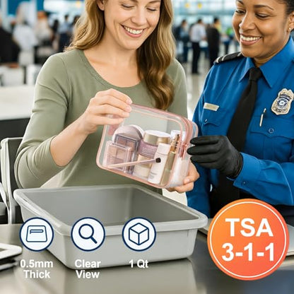 PACKISM Clear Makeup Bags - 3 Pack TSA Approved Clear Travel Bags for Toiletries, Carry on Toiletry Bag TSA Approved Toiletry Bag, Matte Rose Red - color: Y- Matte Rose Red, size: Medium Set (Standard)