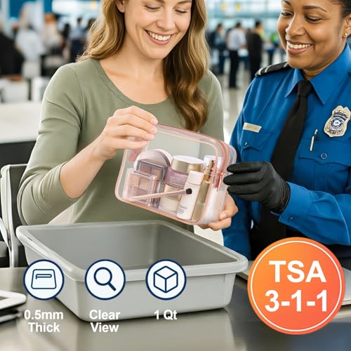 PACKISM Clear Makeup Bags - 3 Pack Tsa Approved Toiletry Bag with Zipper, Water-resistant Cosmetic Bags Travel Size Toiletries Fit Essentials, Carry-on Clear Travel Bags, Black Brown - color: Z- Black Brown 3 Pack, size: Medium Set (Standard)