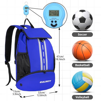 EULANT Soccer Backpack with Shoes Compartment, Waterproof Drawstring Bag for Sport Gym Swim Yoga Travel Football Volleyball - color: Upgraded Blue