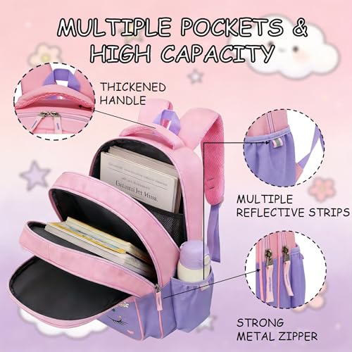 15 inch Primary School Kindergarten Schoolbag Leisure Cool Cute Cartoon Travel Backpack For Boys Girls Ages 6-10 Use - color: Pink Butterfly, size: Large