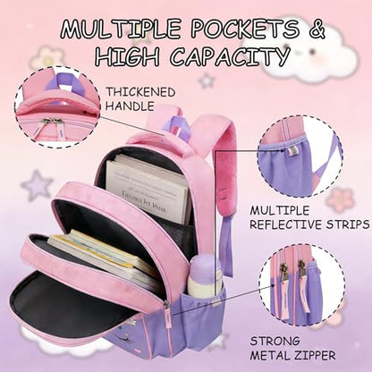 15 inch Primary School Kindergarten Schoolbag Leisure Cool Cute Cartoon Travel Backpack For Boys Girls Ages 6-10 Use - color: Pink Butterfly, size: Large