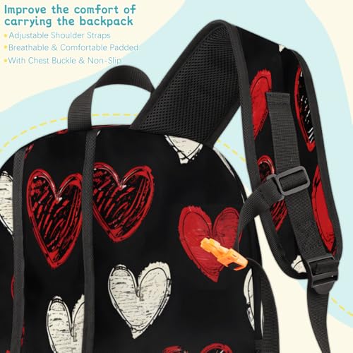 Black Red Hearts Laptop Backpack for Women Men, 18.3 Inch Travel Work Backpacks, Hearts Romantic Waterproof Computer Casual Daypack Nurse Teacher Bags - color: Multicolor 3