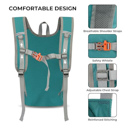 13L Small Hiking Backpack for Women Men, Lightweight Foldable Day pack, Packable Daypack for Travel, Camping (Teal) - color: Teal Blue