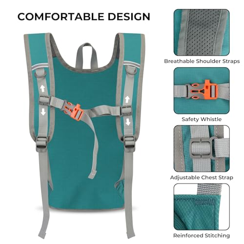 13L Small Hiking Backpack for Women Men, Lightweight Foldable Day pack, Packable Daypack for Travel, Camping (Teal) - color: Teal Blue
