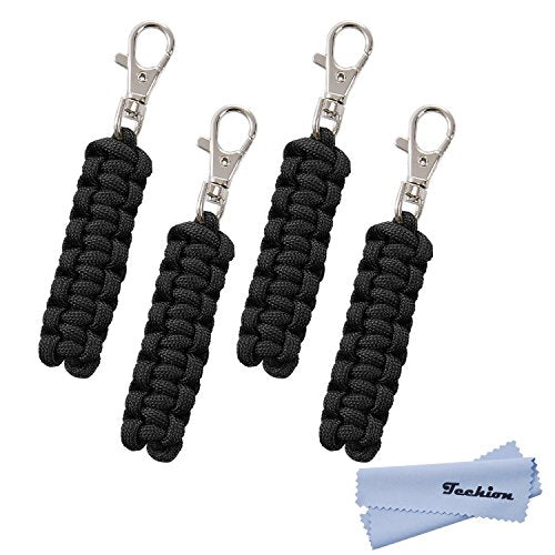 4 Pack Paracord Zipper Pulls for Backpacks, Tents, Trolley Cases, Traveling Cases, Jackets and Many Other Items that with Zippers - color: Black