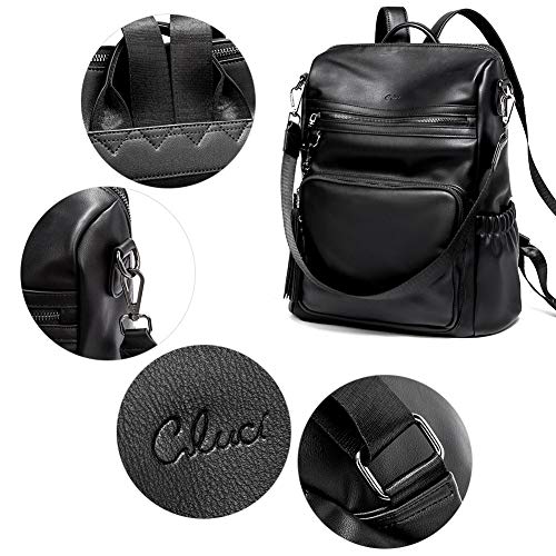 CLUCI Backpack Purse for Women Black Backpack Leather Large Travel Fashion Designer Convertible Ladies Work Bags - color: 0-2-0 Black