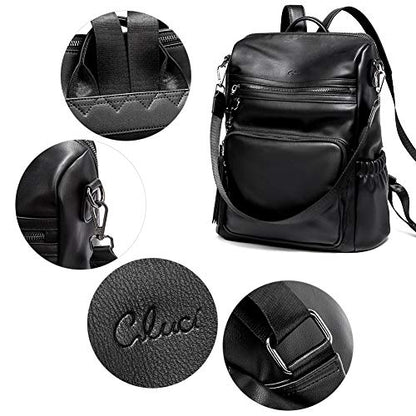 CLUCI Backpack Purse for Women Black Backpack Leather Large Travel Fashion Designer Convertible Ladies Work Bags - color: 0-2-0 Black