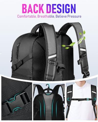 LOINTET Basketball Bag Backpack with Ball Holder Shoes Compartment, Large Basketball Accessories Sports Bag - color: Black