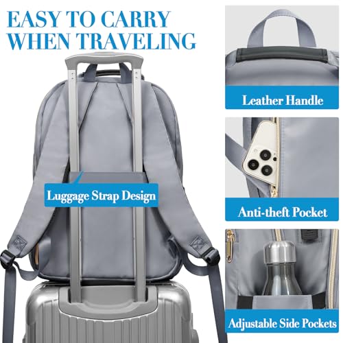 Laptop Backpack Women Big Student Bookbag Middle High School Teen Girls - color: Grey, size: 15.6 Inch