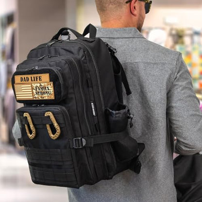 Dad Diaper Bag for Men with Dad Life Patches, Changing Pad