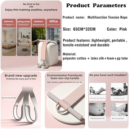 2025 New Yoga Pedal Resistance Fabric Band with Handles Anti-Broken Elastic Sit Up Pull Rope for Strength Training 120lb Full-Body Excercise Band Portable Unisex Resistance Exercise Bands - color: Pink