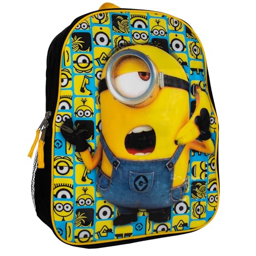 AI ACCESSORY INNOVATIONS Minions Kids Backpack, 15" Girls & Boys Despicable Me School Bag, Black - color: Barbie