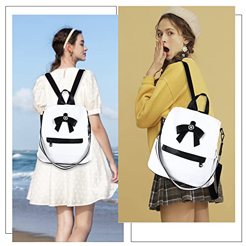 ZOCAI Backpack Purse for Women Fashion Backpack Purses PU Leather Daypacks Anti-Theft Shoulder Bag Satchel Purse - color: Z-white/Black