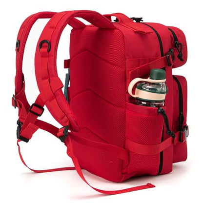 QT&QY 25L/45L Military Tactical Backpack For Men Molle Daypack 3 Day Bug Out Bag Hiking Rucksack With Bottle Holder - color: 25l Red