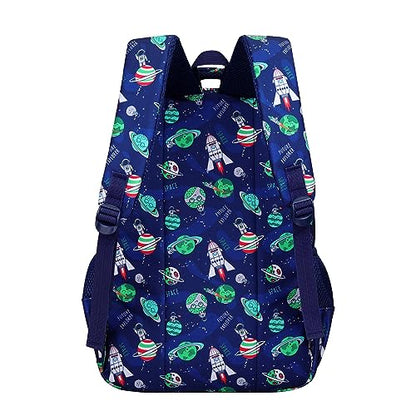 MYGOO Boys School Backpack Campus Astro Navy Bookbag for Elementary Middle School Ages 5-12, 17 inch Large Capacity 24L Kids Student Travel Bags - color: Campus Astro Navy