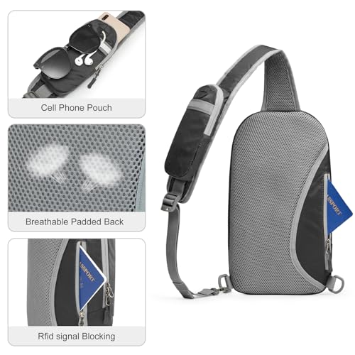 G4Free Sling Bag for Men Women,RFID Blocking, Crossbody Backpack,Travel - color: Black